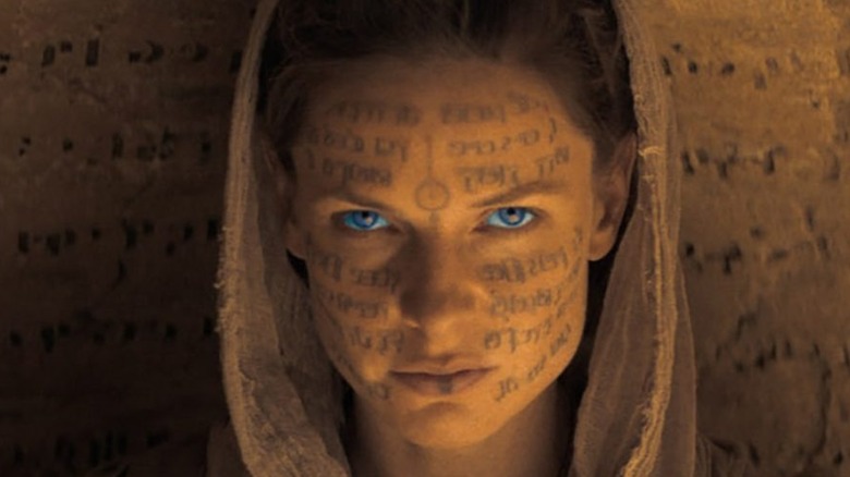 Dune blue eyes writing on face