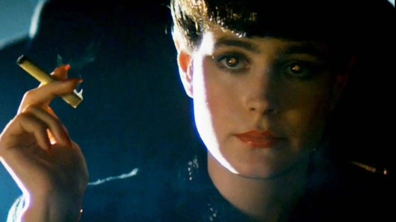 Young replicant Rachel smoking